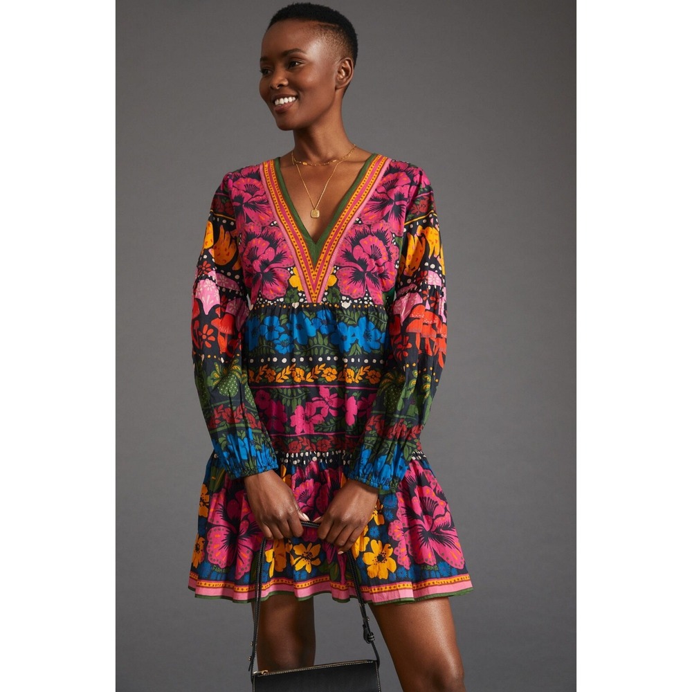 FARM Rio Pink and Orange Long Sleeve Dress